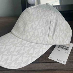 NEW !  MICHAEL KORS MK Logo Cotton Adjustable Hat in White 100% Authentic